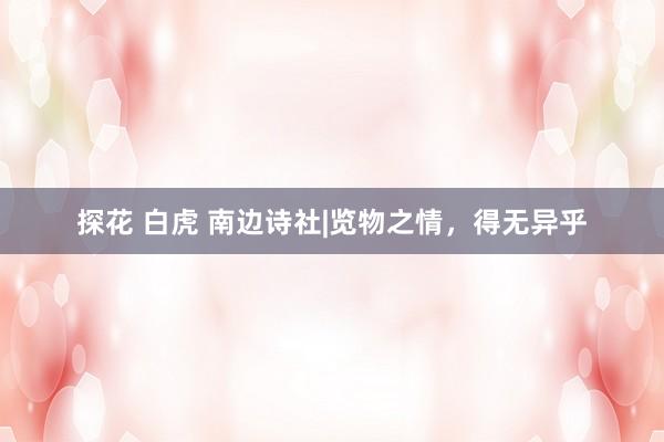 探花 白虎 南边诗社|览物之情，得无异乎